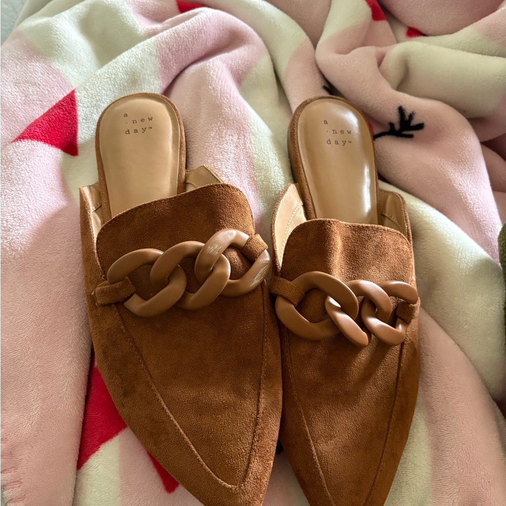 A New Day Tan Chain Detail Mules